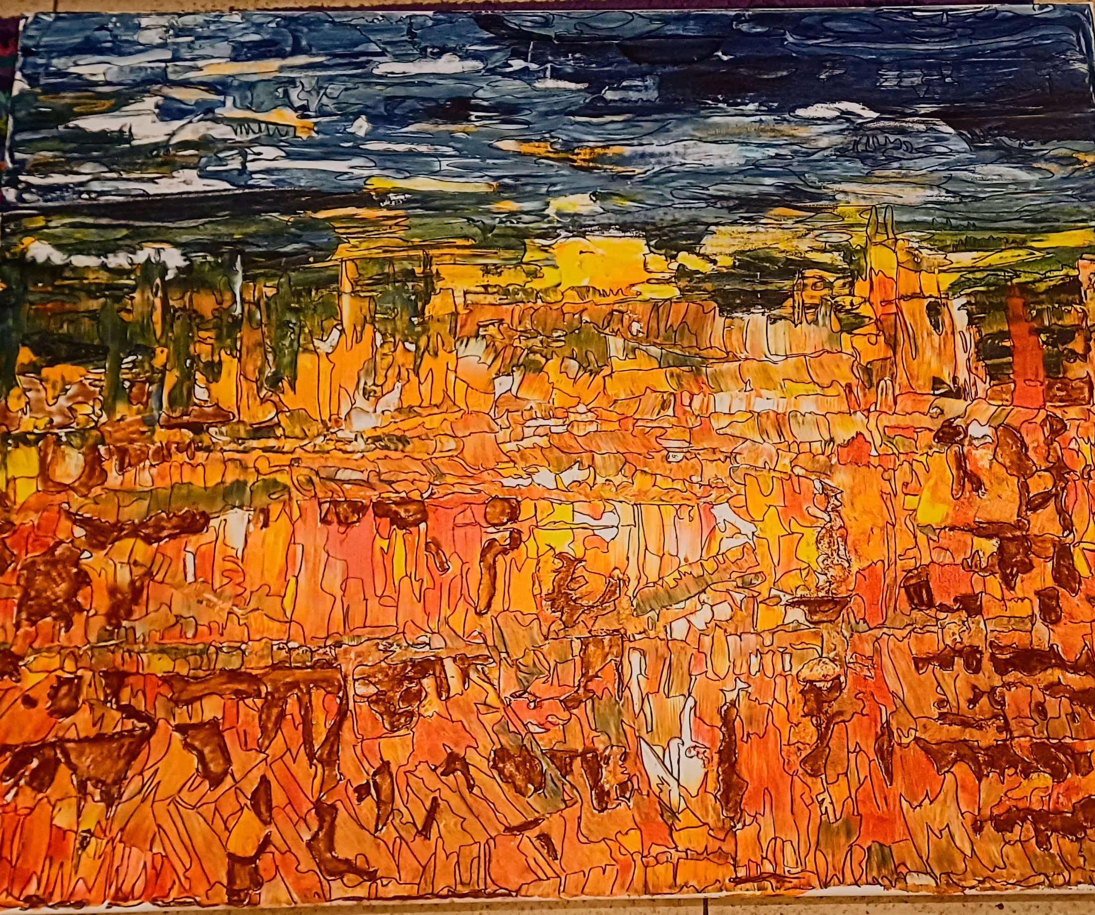 "Glühende Sahara", Acrylfarbe auf Leinwand, 80mal 100cm, 500 Euro