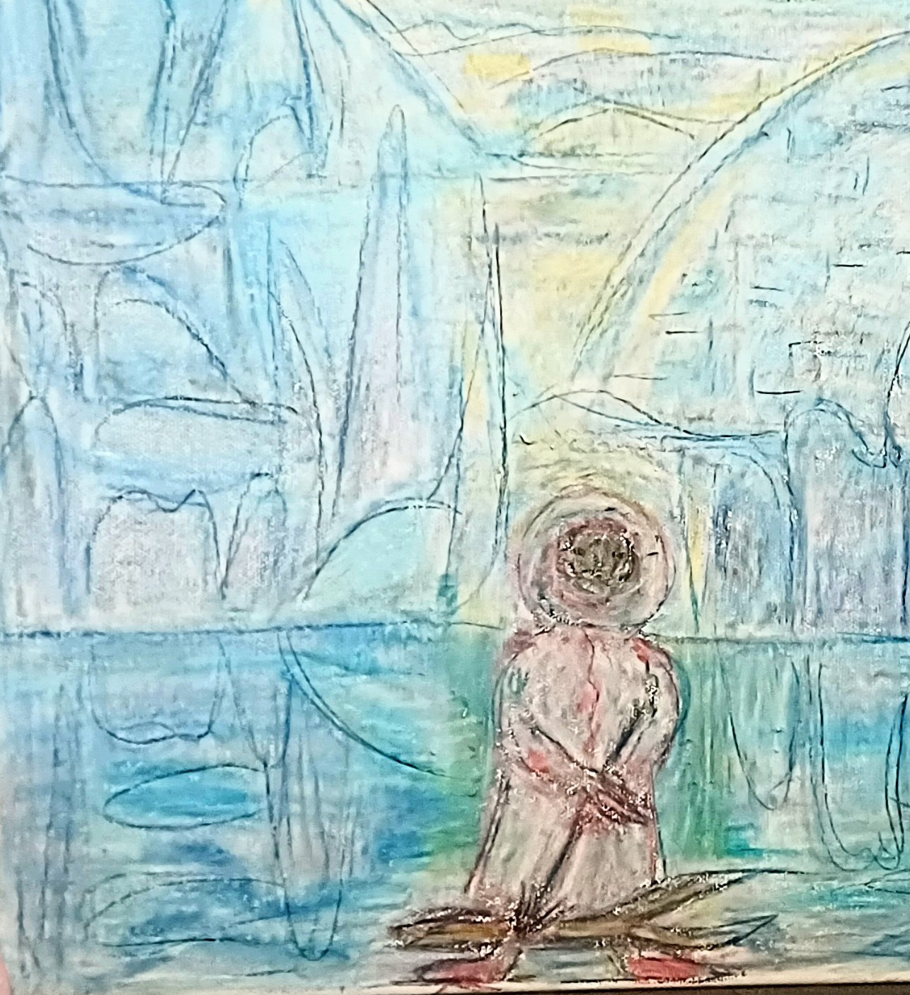 Im ewigen Eis, Leinwand 40mal 40cm, Ölkreide, 120 Euro