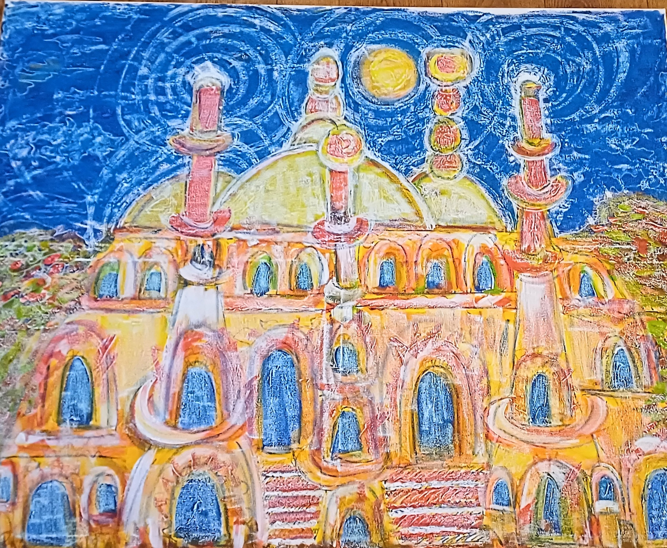 Kairo, Al Azhar-Moschee, Leinwand 80mal 120cm, Acrylfarbe und Ölpreise, 500 Euro